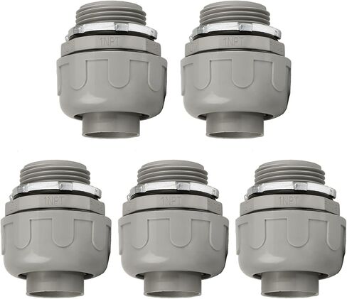 Conduit Connectors, 1 Inch Liquid Tight Connector NPT Non-Metallic for PVC Electrical Flexible Conduit Fittings, 180 Degree Straight, UL Listed for Home Outdoor Tubes Tools, Grey (30-Pack) in Saudi Arabia