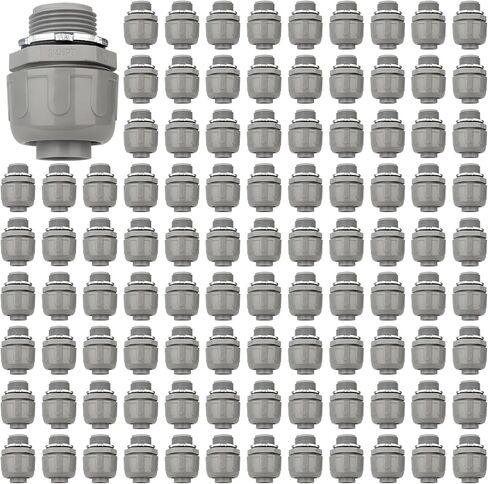 موصلات القناة، موصل سائل محكم 3/4 بوصة NPT غير معدني لتركيبات القنوات الكهربائية المرنة البلاستيكية، 180 درجة مستقيمة، مدرج في قائمة UL لأدوات الأنابيب المنزلية الخارجية، رمادي (150 حزمة) in Kuwait