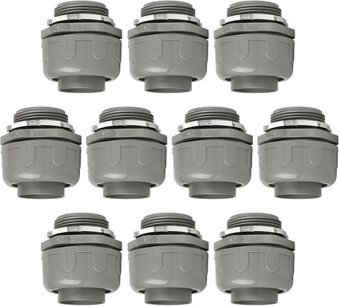 موصلات القناة، موصل سائل محكم 1-1/4 بوصة NPT غير معدني لتركيبات القنوات الكهربائية المرنة البلاستيكية، 180 درجة مستقيمة، مدرج في قائمة UL لأدوات الأنابيب المنزلية الخارجية، رمادي (5 عبوات) in Kuwait
