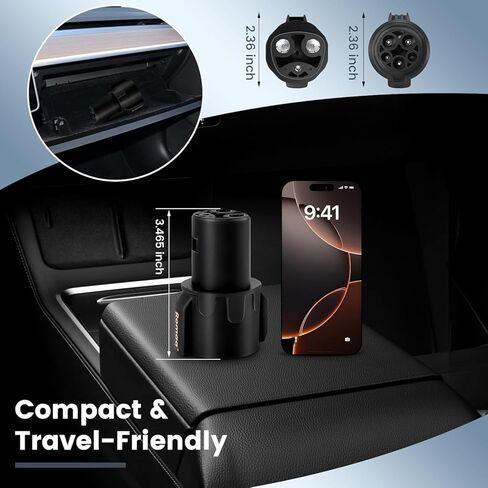 J1772 إلى محول شحن NACS EV لـ Tesla ، متوافق مع Tesla Model 3/Y/S/S ، MAX 60A FASTER CHARGING J1772 ADAPTER لـ TESLA ، التصميم المحمول ، مناسب لجميع محطات شحن J1772 AC AC in Saudi Arabia