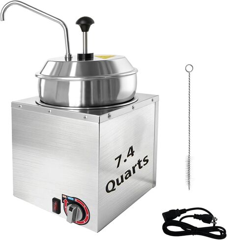 موزع جبن ناتشو 7.4 لتر مع مضخة من الفولاذ المقاوم للصدأ، 6 مستويات لضبط درجة الحرارة، سخان جبن ناتشو، موزع صلصة تجاري للزبدة والكراميل والحلوى الساخنة in Kuwait