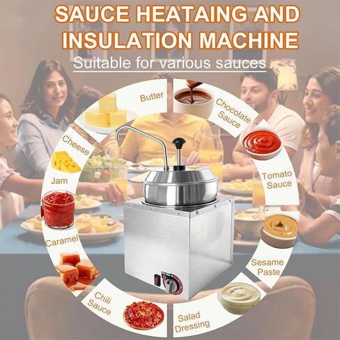 موزع جبن ناتشو 7.4 لتر مع مضخة من الفولاذ المقاوم للصدأ، 6 مستويات لضبط درجة الحرارة، سخان جبن ناتشو، موزع صلصة تجاري للزبدة والكراميل والحلوى الساخنة in Kuwait