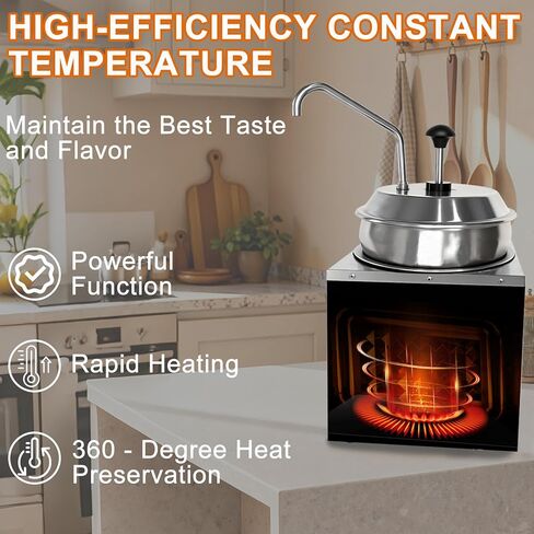 موزع جبن ناتشو 7.4 لتر مع مضخة من الفولاذ المقاوم للصدأ، 6 مستويات لضبط درجة الحرارة، سخان جبن ناتشو، موزع صلصة تجاري للزبدة والكراميل والحلوى الساخنة in Kuwait