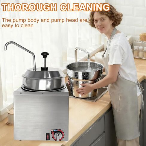 موزع جبن ناتشو 7.4 لتر مع مضخة من الفولاذ المقاوم للصدأ، 6 مستويات لضبط درجة الحرارة، سخان جبن ناتشو، موزع صلصة تجاري للزبدة والكراميل والحلوى الساخنة in Kuwait