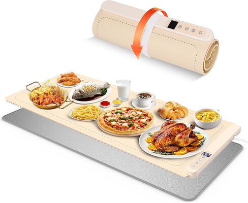 Warming Mat for Food, XXL 35"x16", Electric Warming Tray for Parties Buffet, Graphene 3S Rapid Full-Surface Heating Mat with 8 Level Adjustable Temp and 12 Hours Timer, Included Insulating Mat in Kuwait