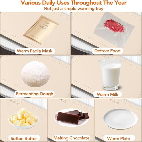 Warming Mat for Food, XXL 35"x16", Electric Warming Tray for Parties Buffet, Graphene 3S Rapid Full-Surface Heating Mat with 8 Level Adjustable Temp and 12 Hours Timer, Included Insulating Mat in Kuwait