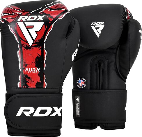 RDX Aura 2025 Boxing Gloves for Training Sparring Heavy Bag, Maya Hide Leather, Multi Layer Padding, Quick EZ Wrist Support Strap, Red Black in Saudi Arabia