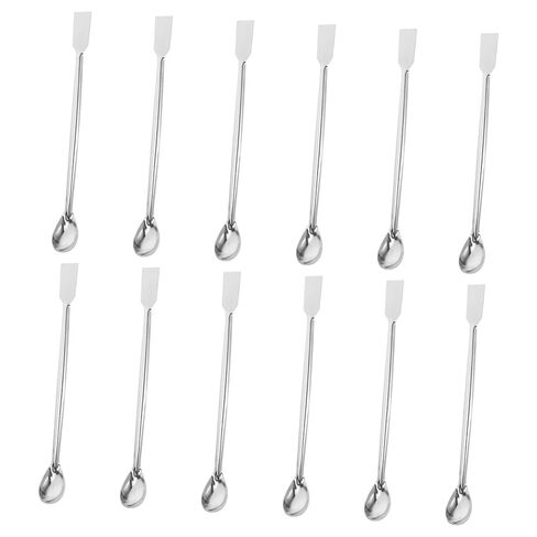 12pcs Stainless Steel Laboratory Sampling Spoons Thickened Square Tip Lab Spatulas for Liquid Sampling Stirring Tools for Lab Classroom and Home Use Portable and Easy to Clean in Saudi Arabia