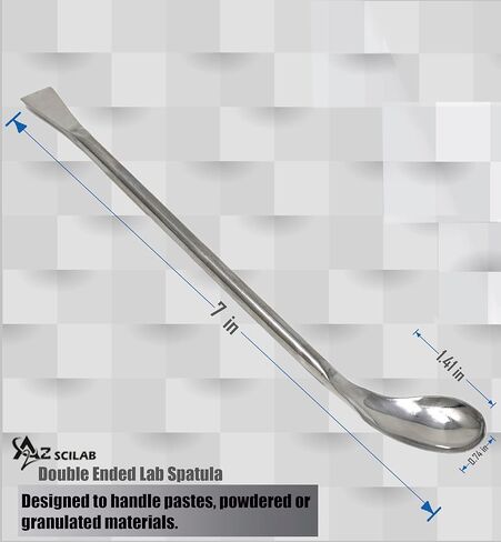 A2Z-SP002 Stainless Steel Double Ended Square & Angled Left Spoon Sampler, Lab Spatula, 7" Length in Saudi Arabia