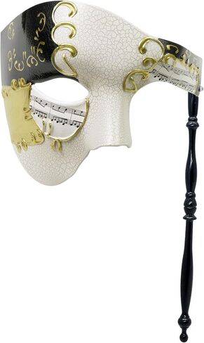 Thmyo Handheld Half Face Men's Phantom Of The Opera Vintage Venetian Carnival Masquerade Mask with Holding Stick in Kuwait