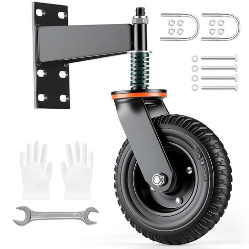 عجلة بوابة هوموين شديدة التحمل، عجلات بوابة سياج مقاس 6 بوصات للبوابة الخشبية وبوابة أنبوبية معدنية محملة بزنبرك بسعة 500 رطل، عجلة عجلة سوداء in Kuwait