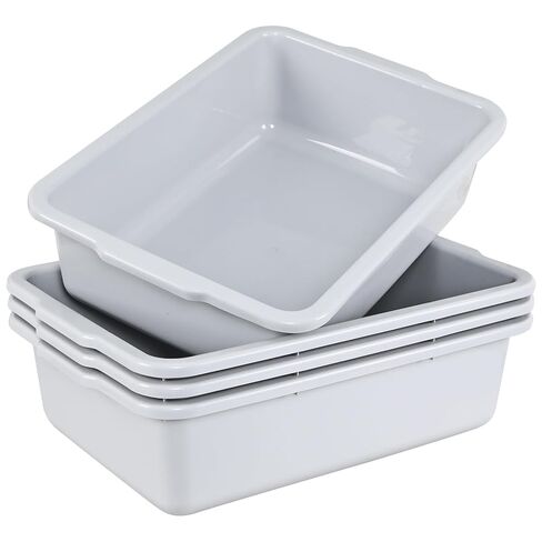 4-Pack 8 L Small Commercial Bus Tub, Grey Dish Pans for Washing Dishes in Kuwait