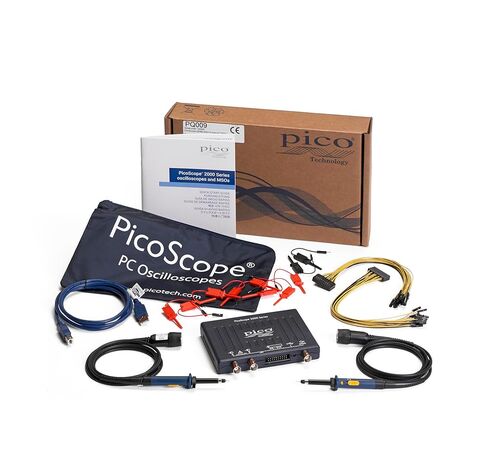 Pico Technology PicoScope 2205A راسم الذبذبات ذو الإشارة المختلطة بقناتين، عرض النطاق الترددي MSO 25 ميجاهرتز، معدل العينة 500 MS/s، جهاز كمبيوتر USB محمول مع مجسات، ملحقات، برنامج PS7 in Kuwait