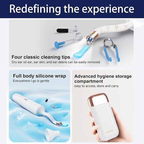 كاميرا أداة إزالة شمع الأذن، منظف الأذن الذكي واي فاي مع الكاميرا، منظار الأذن البصري عالي الدقة، مجموعة ملاقط ومجارف مرنة من السيليكون الآمن للبالغين والأطفال in Kuwait