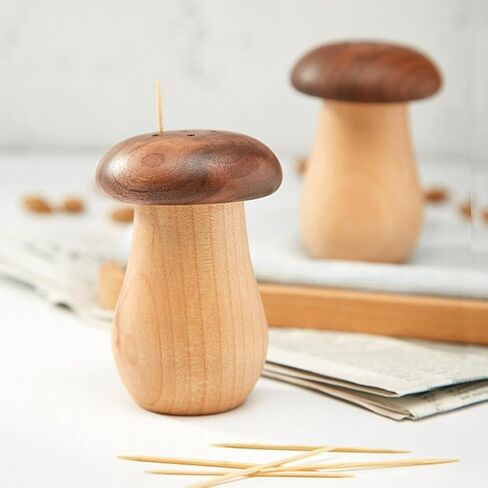 Mushroom Household Wooden Cute Mushroom Toothpick Jar Table Decoration in Saudi Arabia