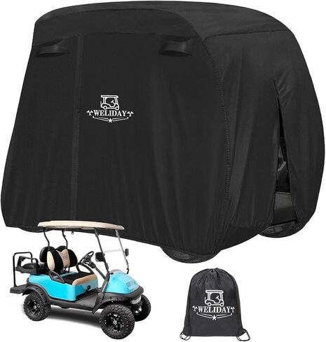 Golf Cart Cover Compatible with Yamaha EZGO Club Car, 2/4/4+2 Passengers Golf Cart Cover with Three Zipper Doors, Water Resistant Polyester Fabric for All-Weather Protection in Kuwait