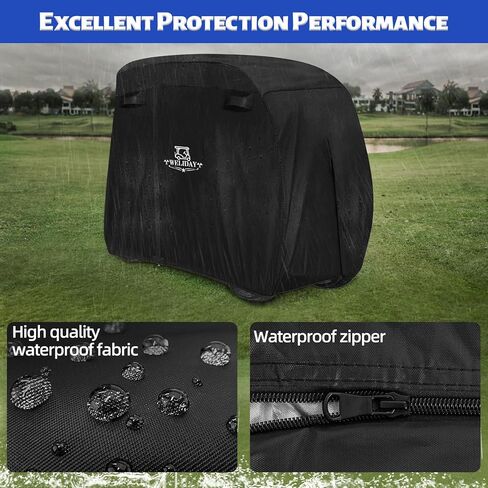 Golf Cart Cover Compatible with Yamaha EZGO Club Car, 2/4/4+2 Passengers Golf Cart Cover with Three Zipper Doors, Water Resistant Polyester Fabric for All-Weather Protection in Kuwait