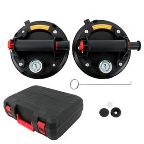 #US Heavy-Duty Multipurpose Vacuum Glass Suction Cup with Pressure Gauge 440lbs 8'' in Saudi Arabia
