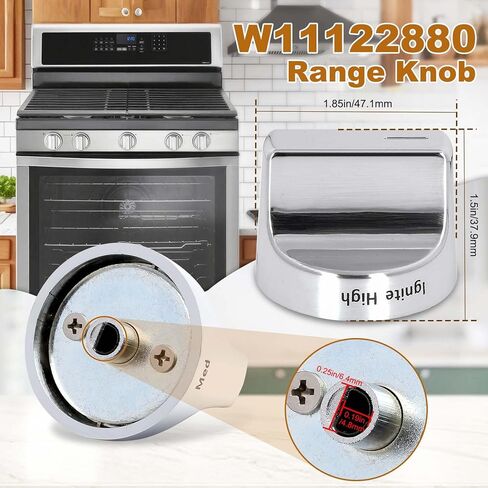 W11122880 Range Knob Compatible with Whirlpool Gas Ranges WFG520S0, Replace W10862482，Whirlpool Gas Range Parts Cooktop Control Knobs 5 Pcs in Kuwait