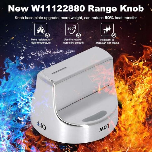 W11122880 Range Knob Compatible with Whirlpool Gas Ranges WFG520S0, Replace W10862482，Whirlpool Gas Range Parts Cooktop Control Knobs 5 Pcs in Kuwait