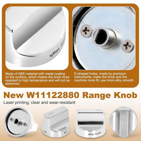 W11122880 Range Knob Compatible with Whirlpool Gas Ranges WFG520S0, Replace W10862482，Whirlpool Gas Range Parts Cooktop Control Knobs 5 Pcs in Kuwait
