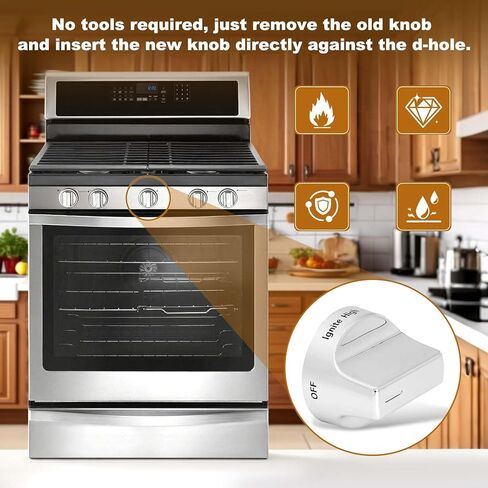 W11122880 Range Knob Compatible with Whirlpool Gas Ranges WFG520S0, Replace W10862482，Whirlpool Gas Range Parts Cooktop Control Knobs 5 Pcs in Kuwait
