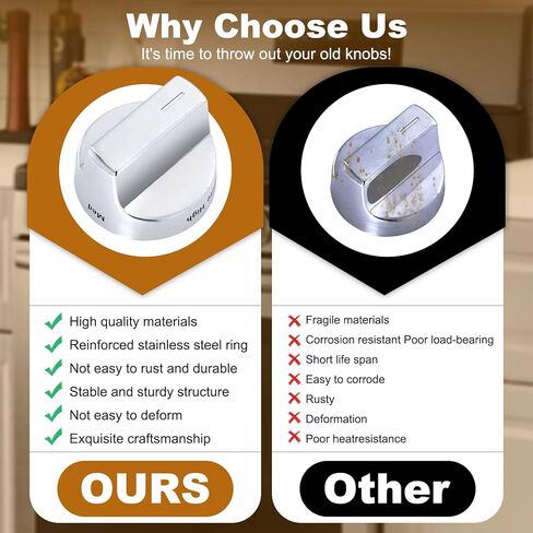 W11122880 Range Knob Compatible with Whirlpool Gas Ranges WFG520S0, Replace W10862482，Whirlpool Gas Range Parts Cooktop Control Knobs 5 Pcs in Kuwait