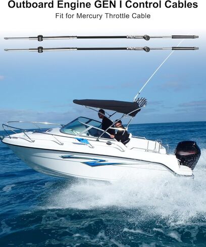 كابلات التحكم بطول 15 قدم مناسبة للمحرك الخارجي GEN I Mercury Quicksilver Mariner كابل الخانق 33c، كابلات الخانق والتحويل، قطعتان in Saudi Arabia