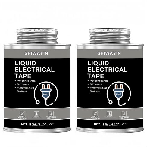Liquid Electrical Tape 2-Pack, Black, 125ml Each, Waterproof, Fast Drying, High Temperature Resistant, Flexible Rubber Coating for Wires Cables Electrical Equipment, Anti-Corrosion Insulation Sealant in Saudi Arabia