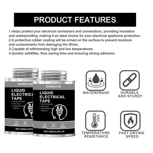Liquid Electrical Tape 2-Pack, Black, 125ml Each, Waterproof, Fast Drying, High Temperature Resistant, Flexible Rubber Coating for Wires Cables Electrical Equipment, Anti-Corrosion Insulation Sealant in Saudi Arabia
