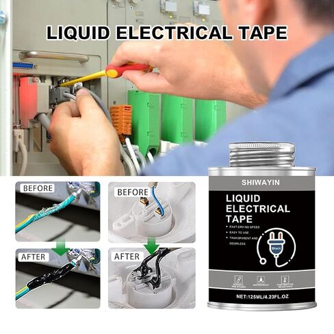 Liquid Electrical Tape 2-Pack, Black, 125ml Each, Waterproof, Fast Drying, High Temperature Resistant, Flexible Rubber Coating for Wires Cables Electrical Equipment, Anti-Corrosion Insulation Sealant in Saudi Arabia