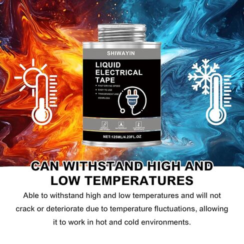 Liquid Electrical Tape 2-Pack, Black, 125ml Each, Waterproof, Fast Drying, High Temperature Resistant, Flexible Rubber Coating for Wires Cables Electrical Equipment, Anti-Corrosion Insulation Sealant in Saudi Arabia
