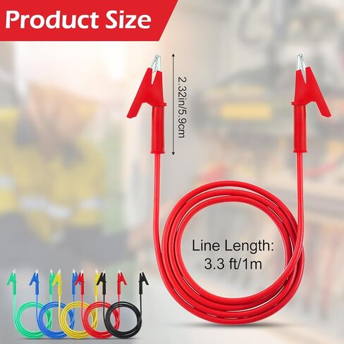 10Pcs 14 Gauge Alligator Clips with Wires for Multimeter, Heavy Duty Silicone Test Leads 15A Jumper Wires with Insulators Clips for Electrical Testing Experiment(3.3ft/1m) in Saudi Arabia