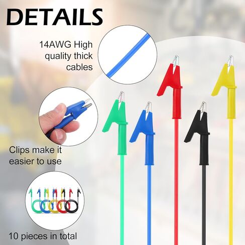 10Pcs 14 Gauge Alligator Clips with Wires for Multimeter, Heavy Duty Silicone Test Leads 15A Jumper Wires with Insulators Clips for Electrical Testing Experiment(3.3ft/1m) in Saudi Arabia