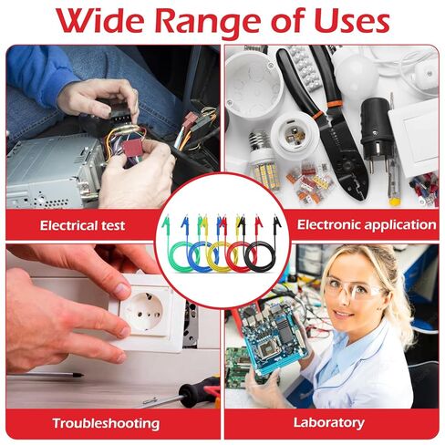 10Pcs 14 Gauge Alligator Clips with Wires for Multimeter, Heavy Duty Silicone Test Leads 15A Jumper Wires with Insulators Clips for Electrical Testing Experiment(3.3ft/1m) in Saudi Arabia