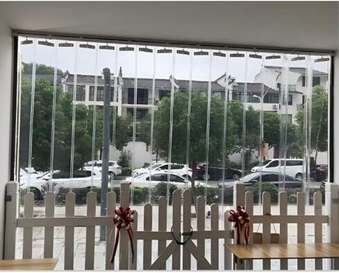 Clear PVC Strip Curtain for Doors - Flexible Foldable Freezer & Warehouse Door Curtain, 1.5x2.2m Outdoor Workspace Divider, Easy Installation, Durable & Weather Resistant in Saudi Arabia