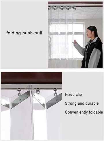 Clear PVC Strip Curtain for Doors - Flexible Foldable Freezer & Warehouse Door Curtain, 1.5x2.2m Outdoor Workspace Divider, Easy Installation, Durable & Weather Resistant in Saudi Arabia