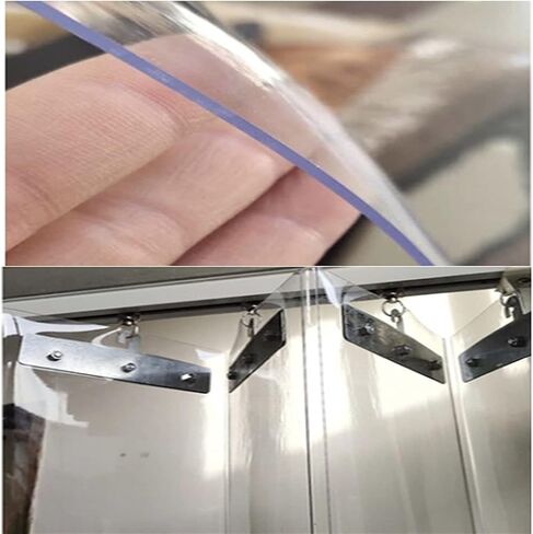 ستارة شريط PVC منزلقة للأبواب - ستارة شفافة مرنة داخلية/خارجية للفريزر والمستودعات ومساحة العمل، 0.9 × 2.2 م، مثالية لكفاءة الطاقة ومكافحة الحشرات in Kuwait