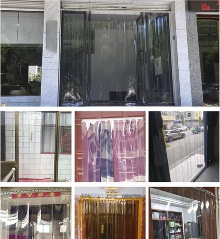 ستارة شريط PVC منزلقة للأبواب - ستارة شفافة مرنة داخلية/خارجية للفريزر والمستودعات ومساحة العمل، 0.9 × 2.2 م، مثالية لكفاءة الطاقة ومكافحة الحشرات in Kuwait