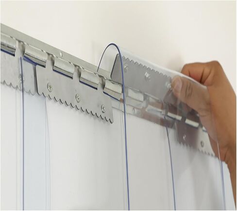 ستارة شريطية من مادة PVC لغرف التجميد، طقم ستائر باب مقاس 180 × 240 سم مع مسامير تثبيت، مثالية للمستودعات والمصانع ومحلات السوبر ماركت - ناعمة ومتينة وسهلة التركيب in Kuwait