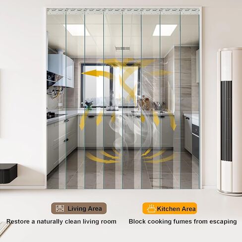 PVC Strip Curtain for Freezers, Transparent Waterproof Door Curtain for Balconies, Wind-Blocking Vinyl Door Strips (240x230cm / 94.49x90.55in) in Saudi Arabia