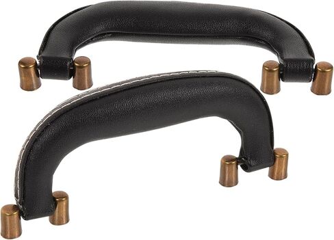 ARTIBETTER 2pcs Black Leather Luggage Handle with Antique Green Bronze Feet, Replacement Toolbox and Travel Suitcase Grip Handle for Carrying Cases and Instrument Boxes in Saudi Arabia