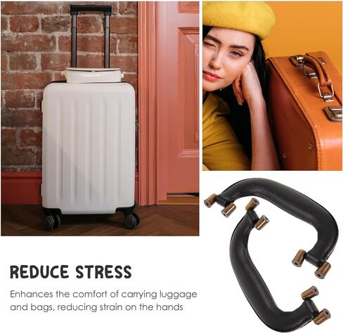 ARTIBETTER 2pcs Black Leather Luggage Handle with Antique Green Bronze Feet, Replacement Toolbox and Travel Suitcase Grip Handle for Carrying Cases and Instrument Boxes in Saudi Arabia