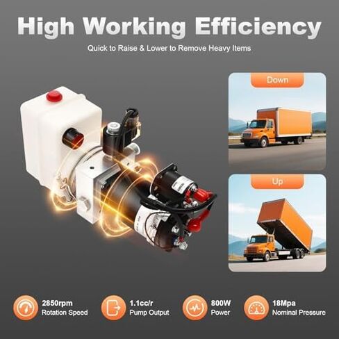 Electric Hydraulic Pump,DC Power Unit, 1.81 Heavy Duty Fluids Pump w/Remote Control for Daily Lifting and Dumping Needs in Saudi Arabia