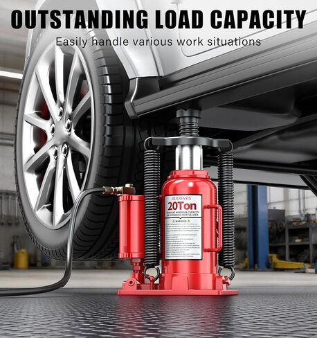 20 Ton Air Hydraulic Bottle Jack, 10-3/8"to 20-1/16" Lift Range, All Welded Bottle Jack, Manual and Air Pump Dual Operation, for Car, Auto Repair, Truck, Industrial Engineering in Saudi Arabia