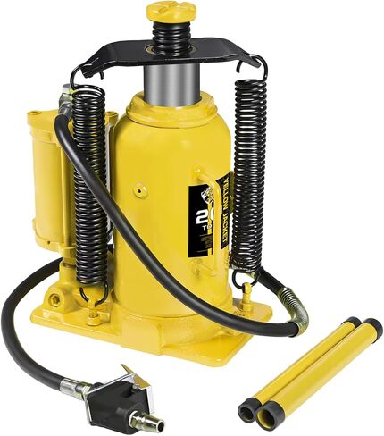 مقبس زجاجة هوائي 20 طن من YELLOW JACKET - رافعة هوائية/هيدروليكية شديدة التحمل للشاحنات والسيارات، تشغيل يدوي ومضخة هواء، أصفر in Saudi Arabia