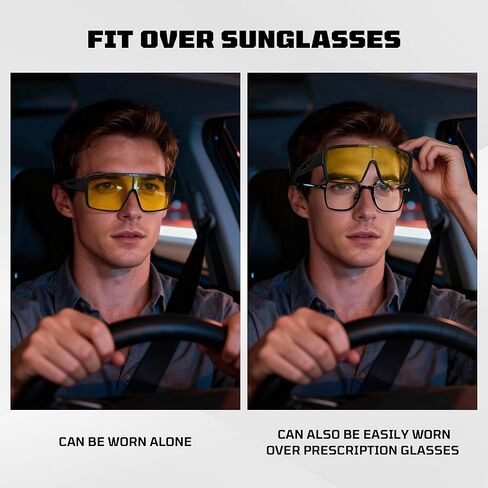 نظارات Suoso Night Vision للقيادة تناسب النظارات - نظارات ليلية مستقطبة مضادة للوهج باللون الأصفر للرجال والنساء in Kuwait