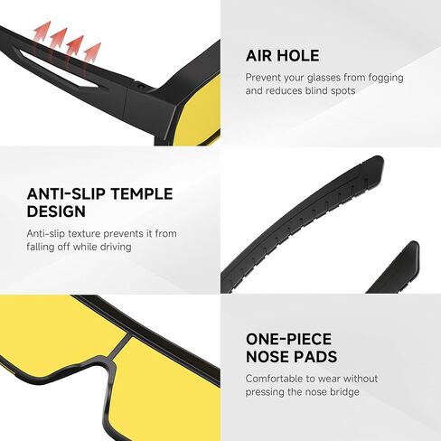 نظارات Suoso Night Vision للقيادة تناسب النظارات - نظارات ليلية مستقطبة مضادة للوهج باللون الأصفر للرجال والنساء in Kuwait