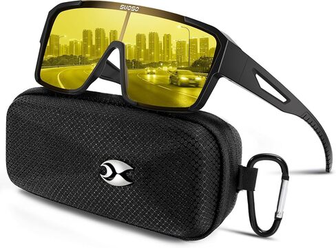 نظارات Suoso Night Vision للقيادة تناسب النظارات - نظارات ليلية مستقطبة مضادة للوهج باللون الأصفر للرجال والنساء in Saudi Arabia