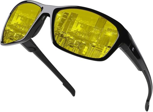 BIRCEN Night Vision Glasses for Driving: Running Cycling Sport Night Anti Glare Yellow Glasses for Men Women in Kuwait